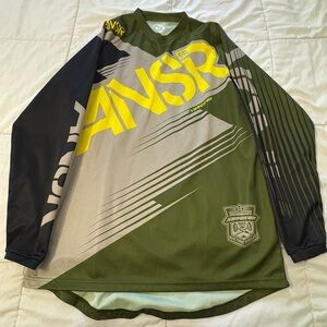 ANSR Men's Green and Black Jersey with Yellow Highlights